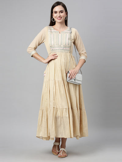 Neeru's Cream Color Cotton Fabric Kurta