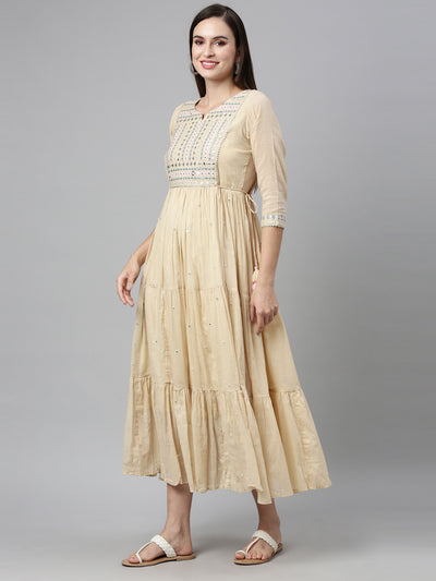 Neeru's Cream Color Cotton Fabric Kurta