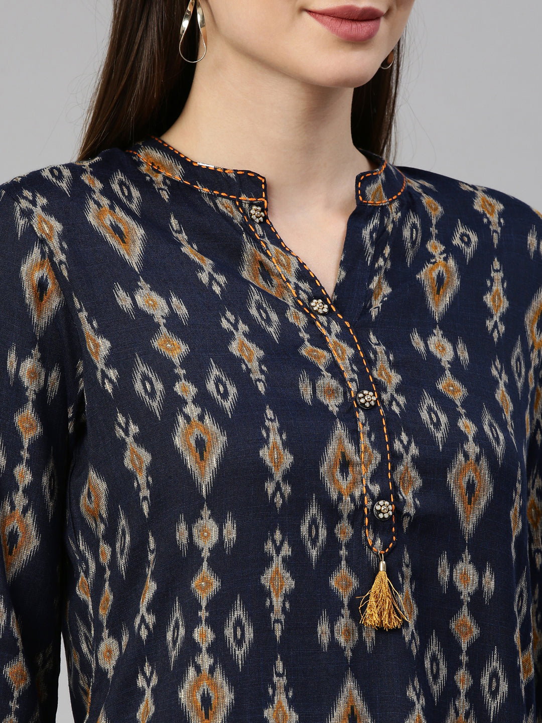 Neeru's Navy Blue Color Rayon Fabric Kurta