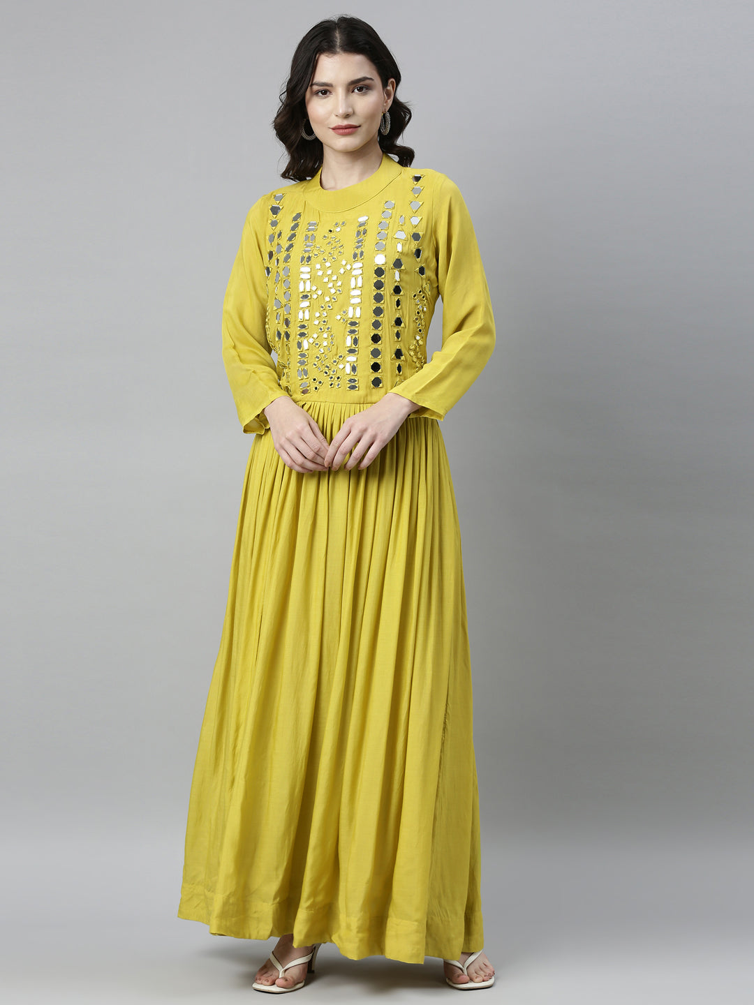 Neeru's Lemon Color Muslin Fabric Kurta