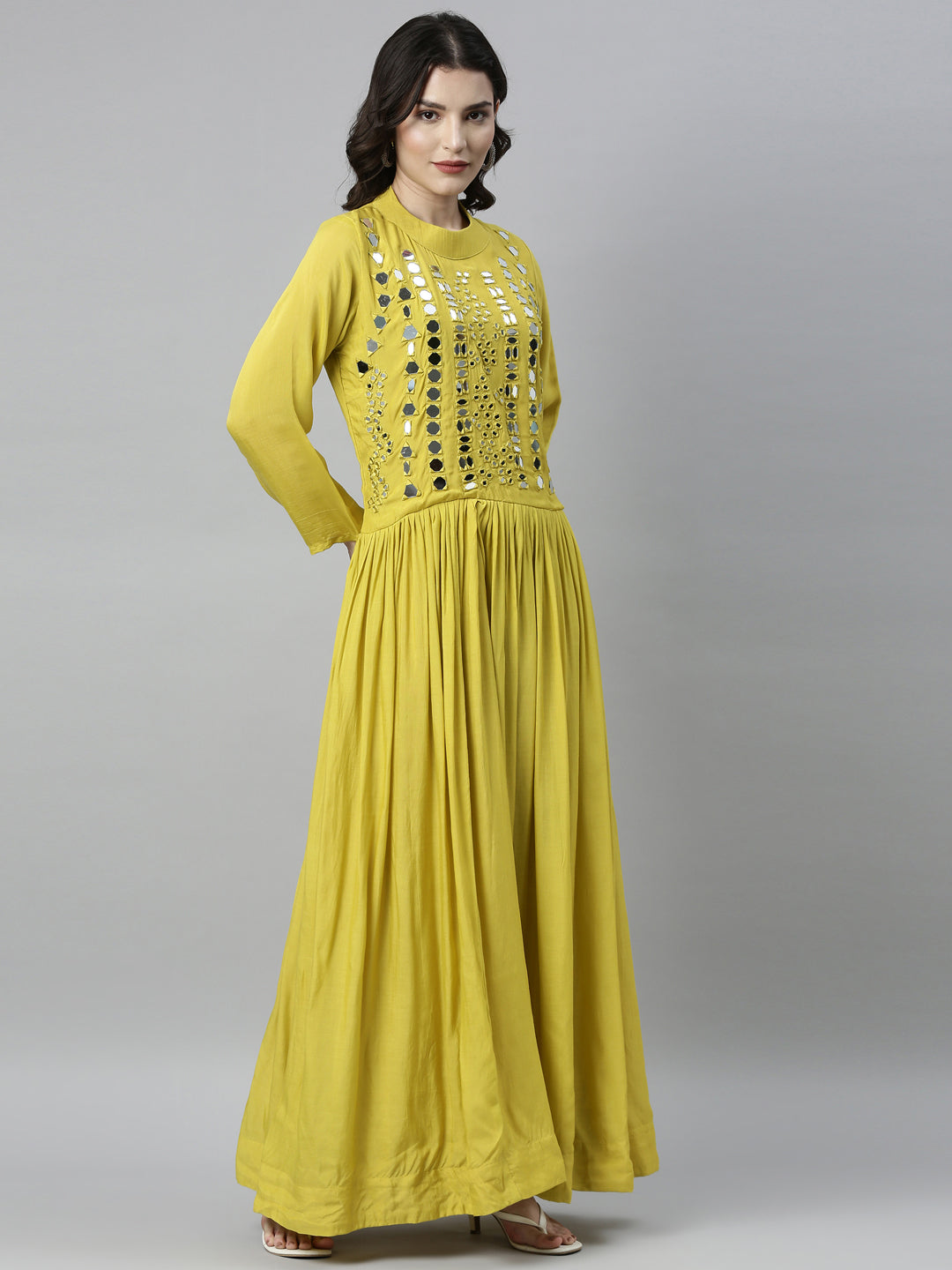 Neeru's Lemon Color Muslin Fabric Kurta