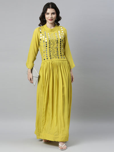 Neeru's Lemon Color Muslin Fabric Kurta