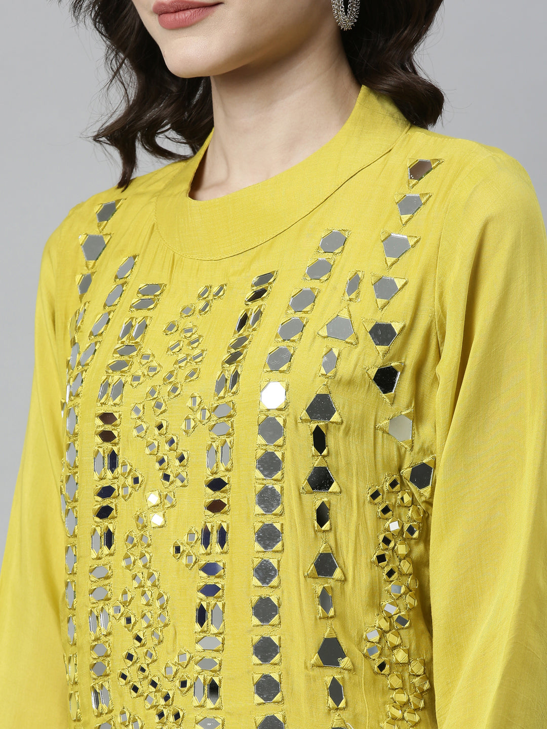 Neeru's Lemon Color Muslin Fabric Kurta