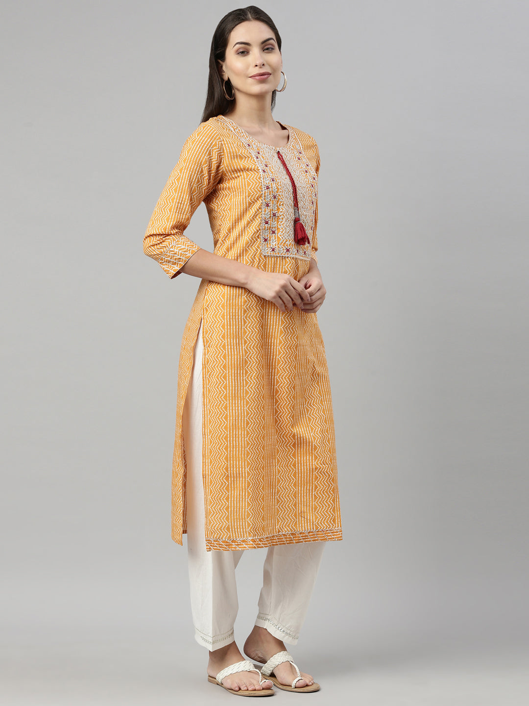 Neeru's Mustard Color Cotton Fabric Kurta