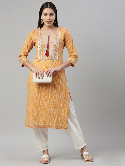 Neeru's Mustard Color Cotton Fabric Kurta