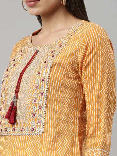 Neeru's Mustard Color Cotton Fabric Kurta