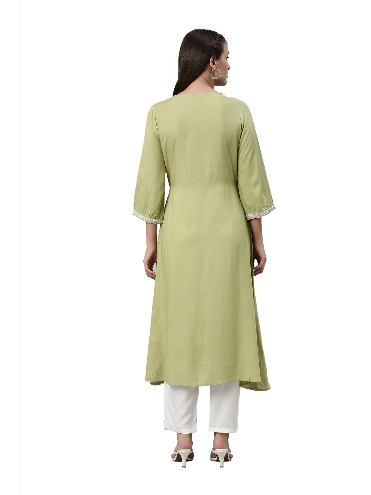 Neeru's Pista Color Slub Rayon Fabric Kurta Set