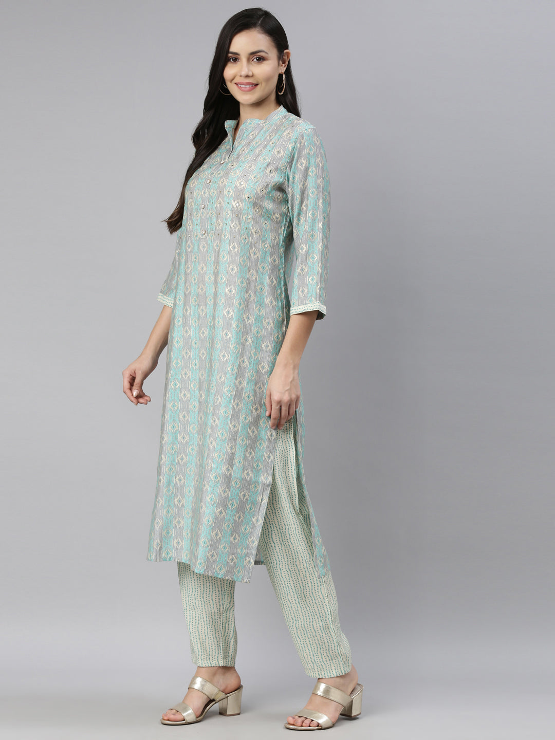 Neeru's Ferozi Color Cotton Fabric Kurta