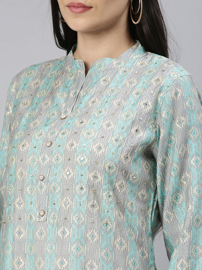 Neeru's Ferozi Color Cotton Fabric Kurta