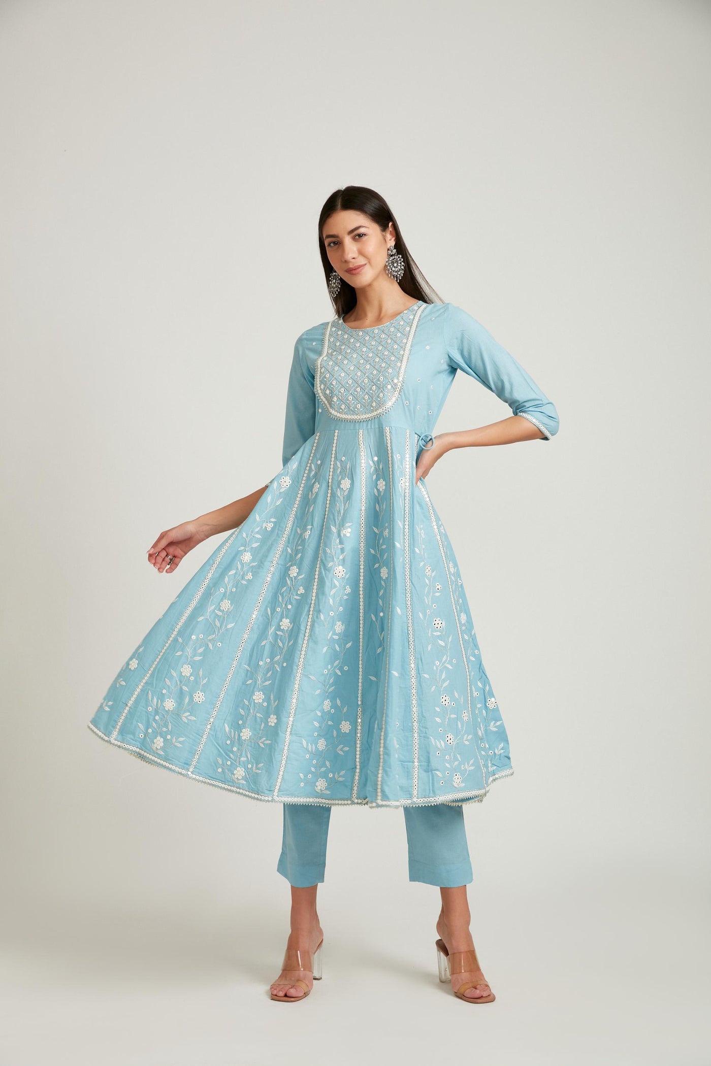 Neeru's Blue Color Cotton Fabric Salwar Kameez