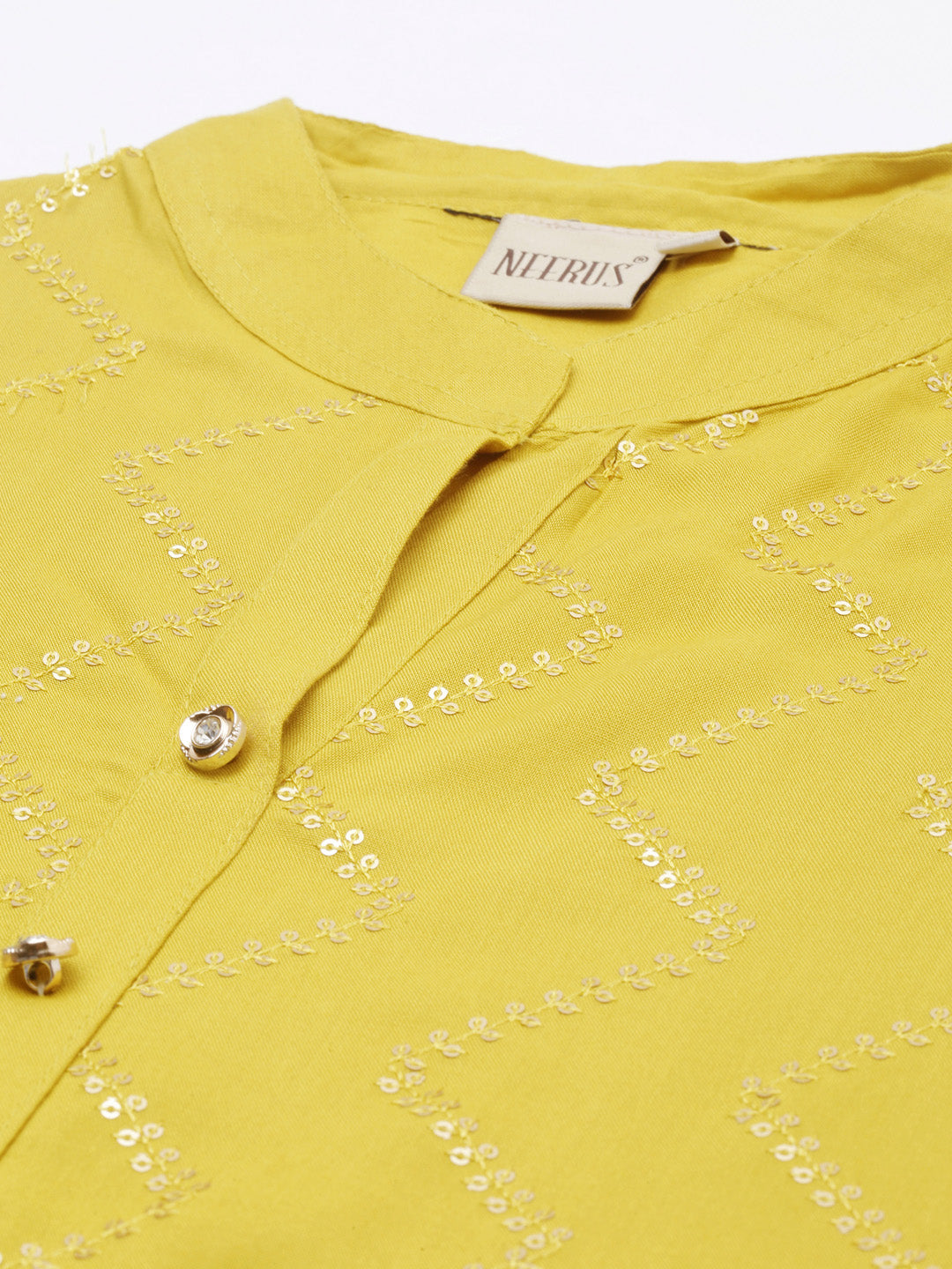 Neeru's Yellow Embellished Straight Kurta