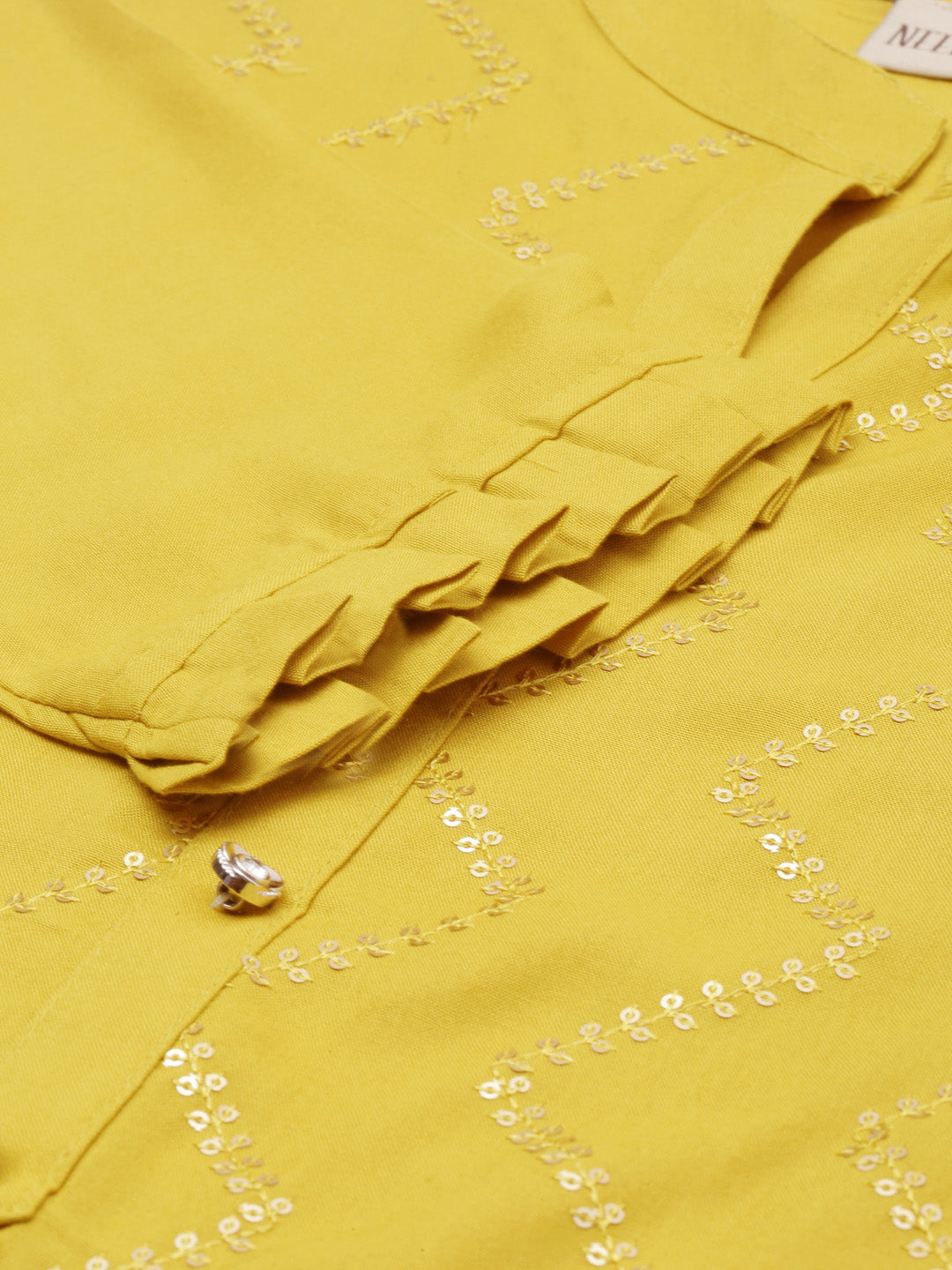 Neeru's Yellow Embellished Straight Kurta