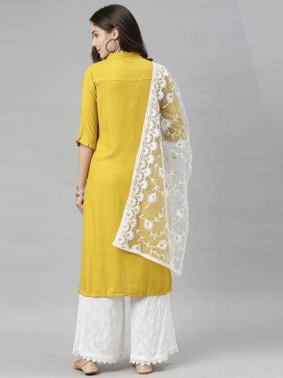 Neeru's Yellow Embellished Straight Kurta