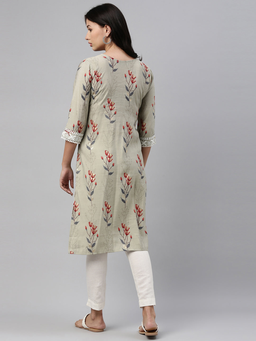 Neeru's Grey Color Muslin Fabric Tunic