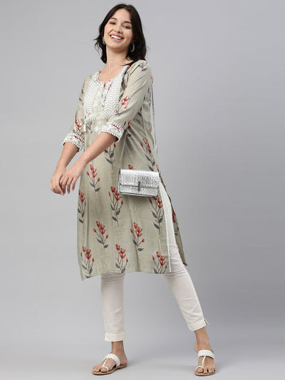 Neeru's Grey Color Muslin Fabric Tunic