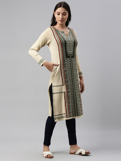 Neeru's Ivory Color Winter Wear Kurtha