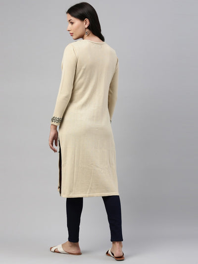 Neeru's Ivory Color Winter Wear Kurtha