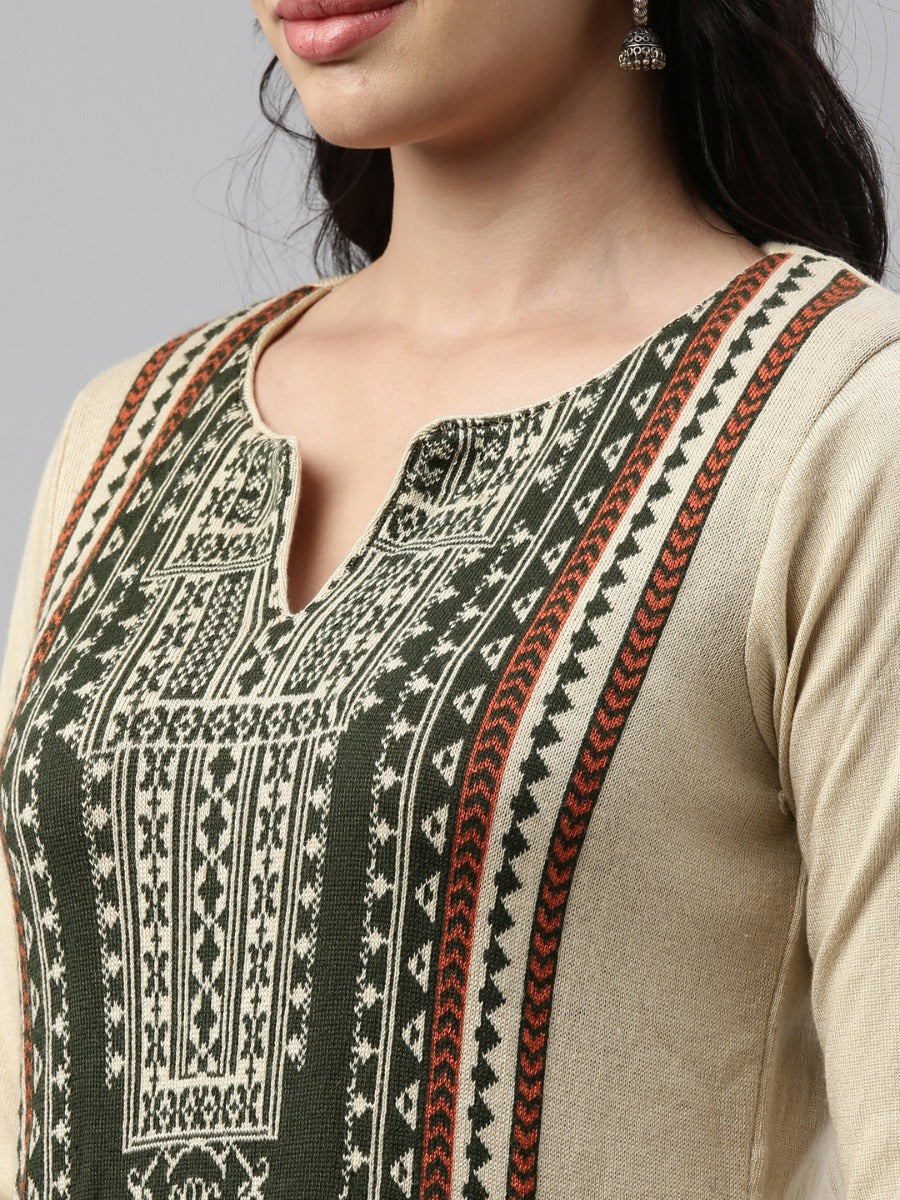 Neeru's Ivory Color Winter Wear Kurtha