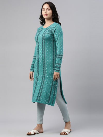 Neeru's Light Green Color Winter Wear Kurtha