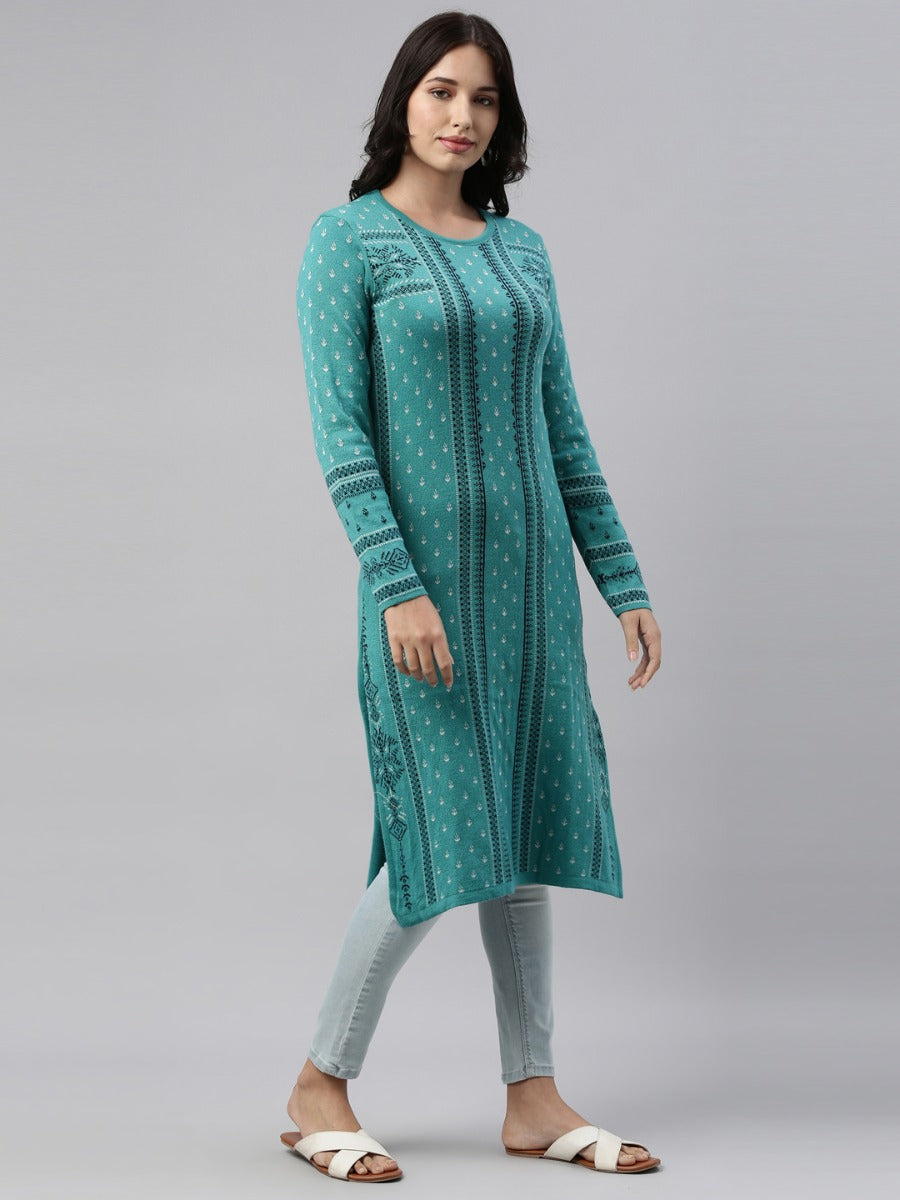 Neeru's Light Green Color Winter Wear Kurtha