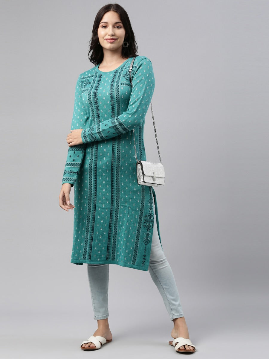 Neeru's Light Green Color Winter Wear Kurtha