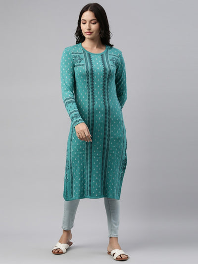 Neeru's Light Green Color Winter Wear Kurtha