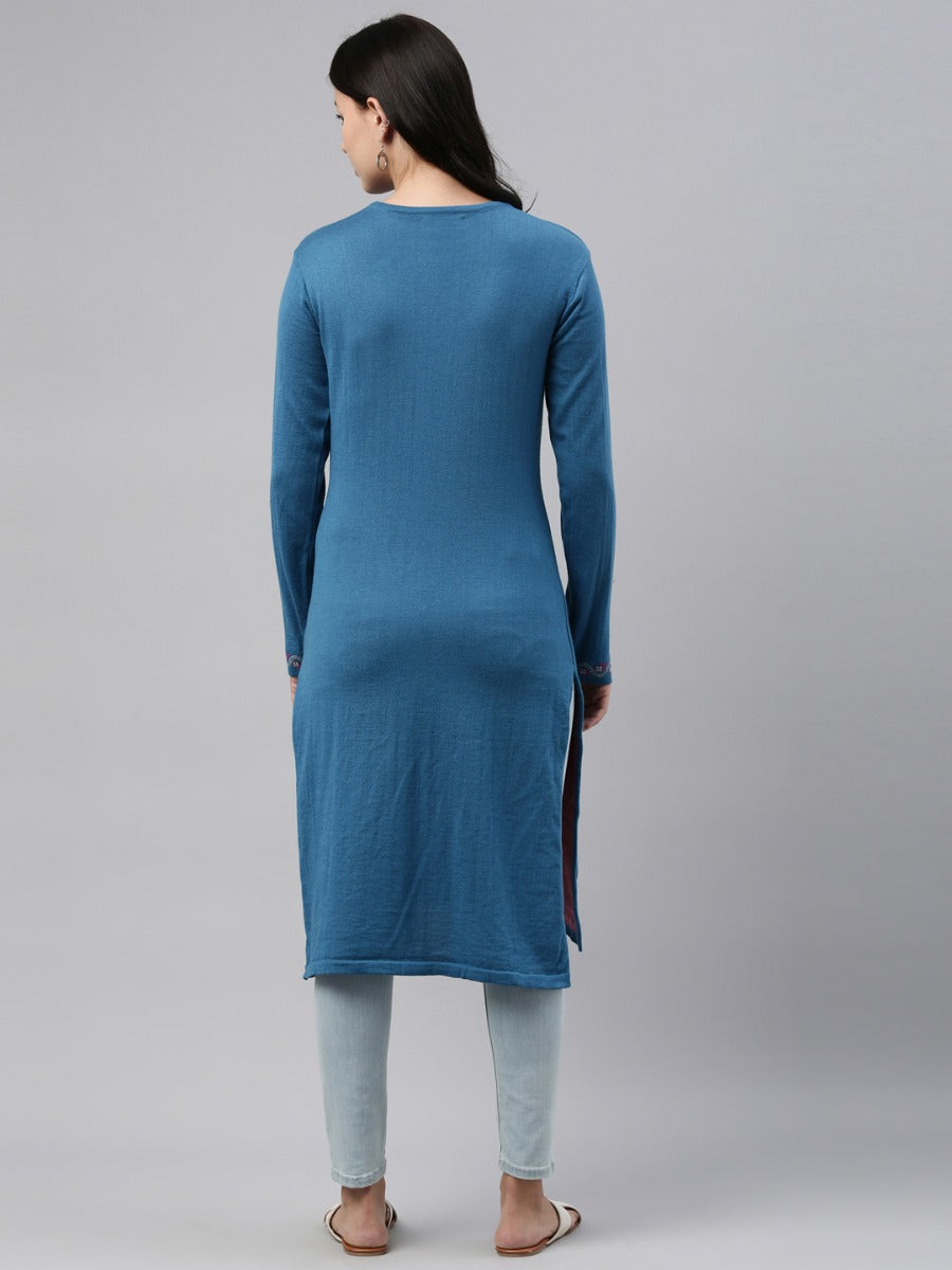 Neeru's Peacock Color Winter Wear Kurtha