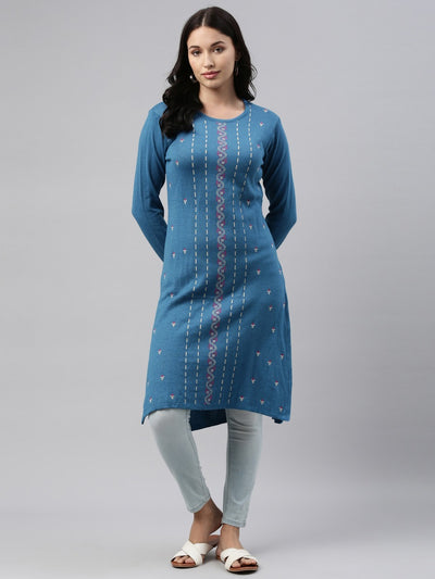 Neeru's Peacock Color Winter Wear Kurtha