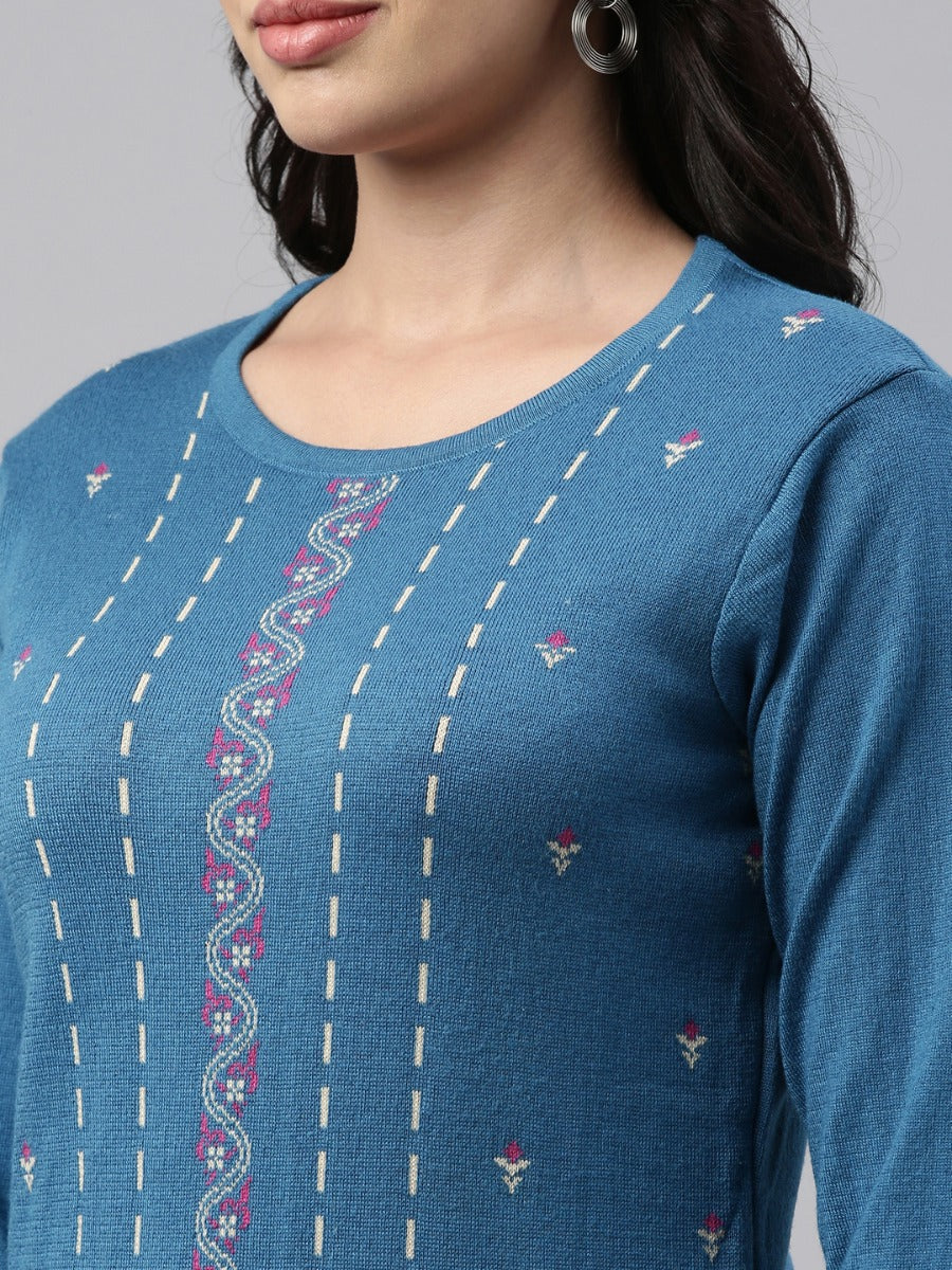 Neeru's Peacock Color Winter Wear Kurtha