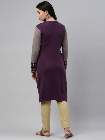 Neeru's Mouse Color Winter Wear Kurtha