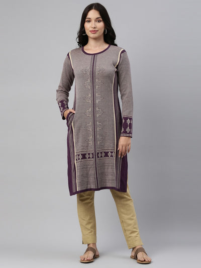 Neeru's Mouse Color Winter Wear Kurtha