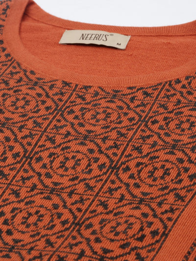 Neeru's Rust Color Kurtha Winter Wear