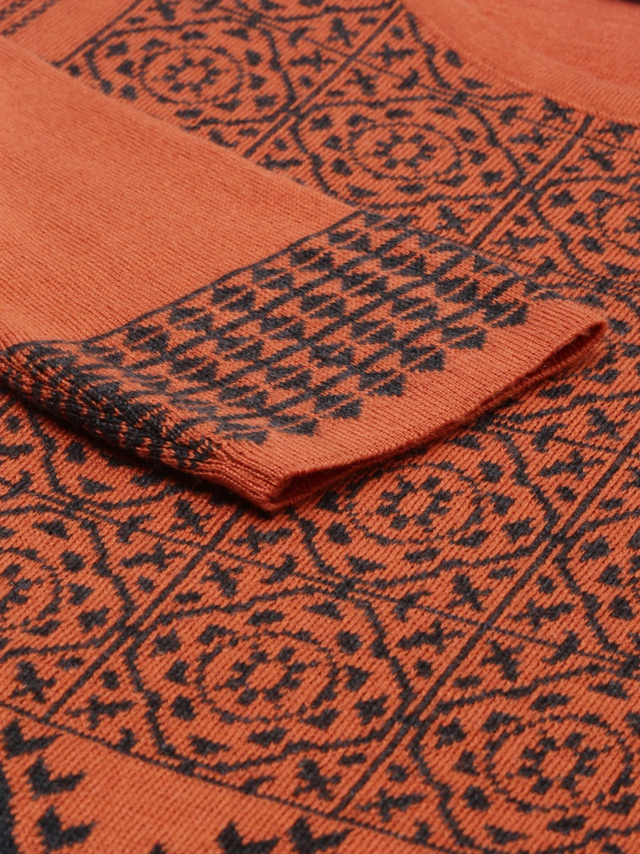 Neeru's Rust Color Kurtha Winter Wear