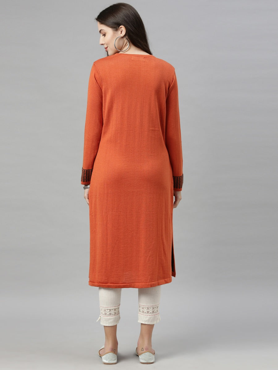 Neeru's Rust Color Kurtha Winter Wear