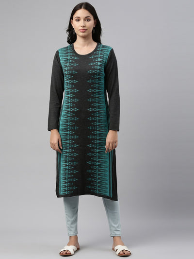 Neeru's Turquise Color Winter Wear Kurtha