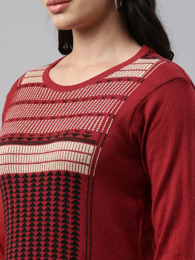 Neeru's Maroon Color Winter Wear Kurtha