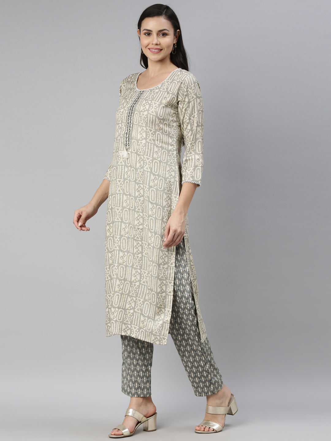 Neeru's Grey Color Rayon Fabric Kurta