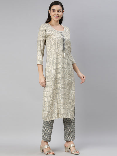 Neeru's Grey Color Rayon Fabric Kurta