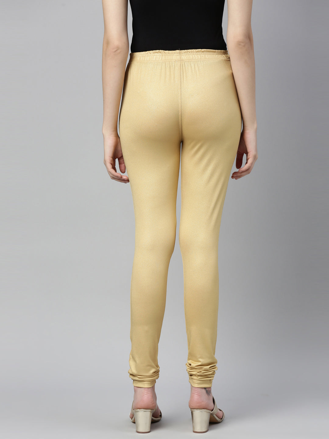 Neeru's Gold Color Shimmer Fabric Leggings