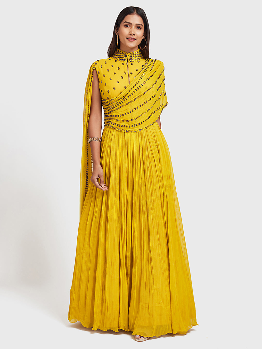 Neeru's Yellow Color Georgette Fabric Gown