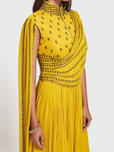 Neeru's Yellow Color Georgette Fabric Gown