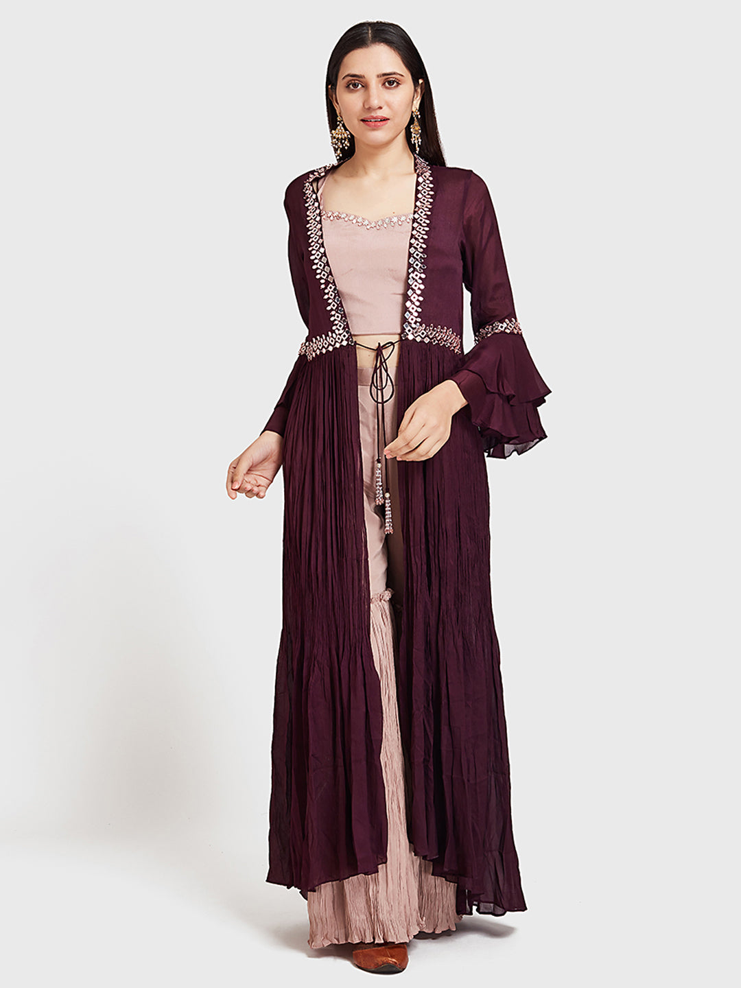 Neeru's Wine Color Georgette Fabric Suit-Fusion