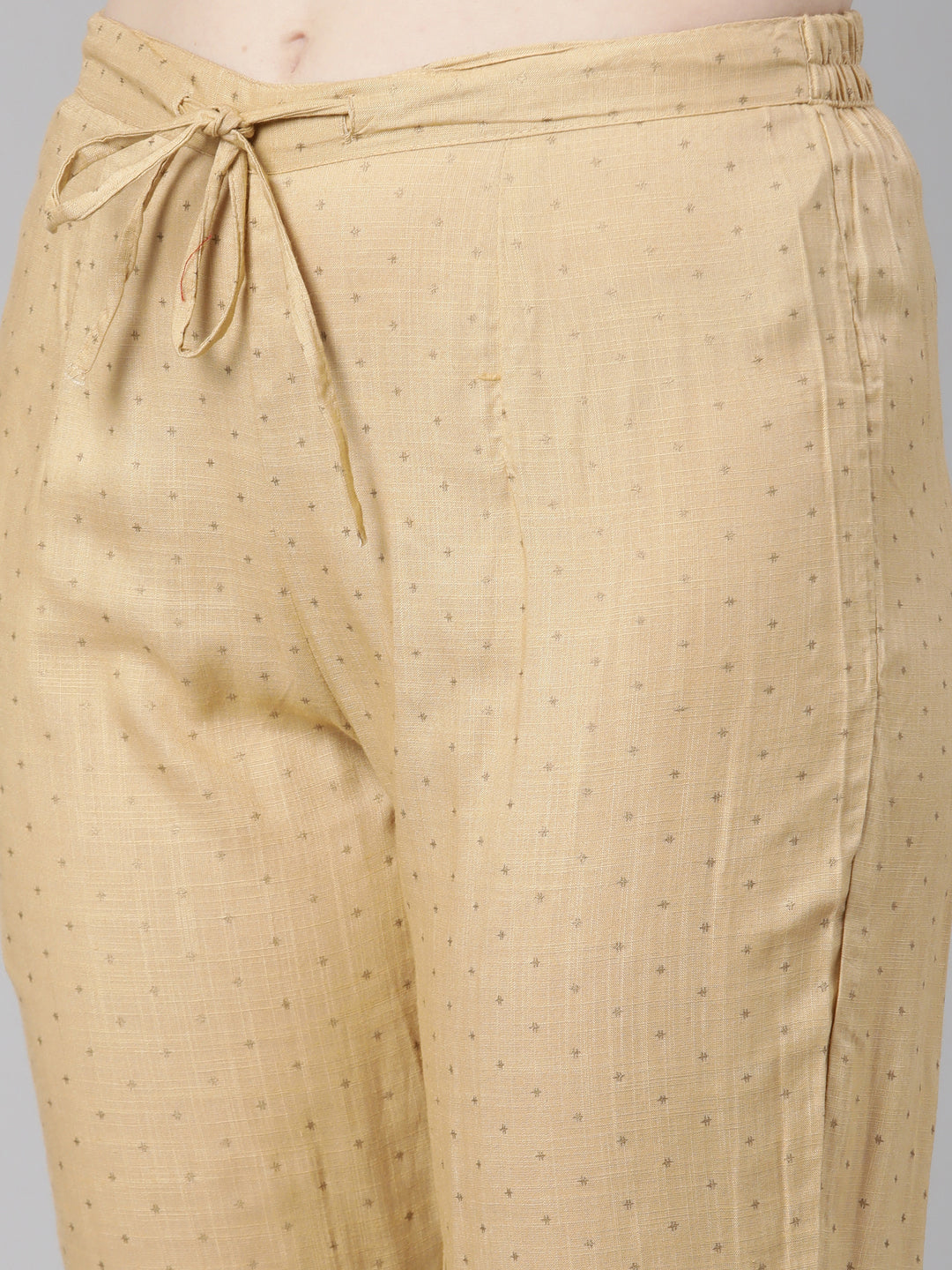 Neeru's Beige Regular Knee Length Printed Readymade Suits