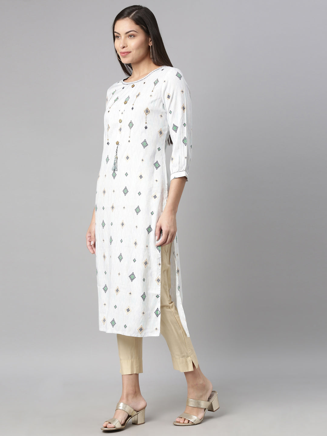 Neeru's Blue Color Slub Rayon Fabric Kurta