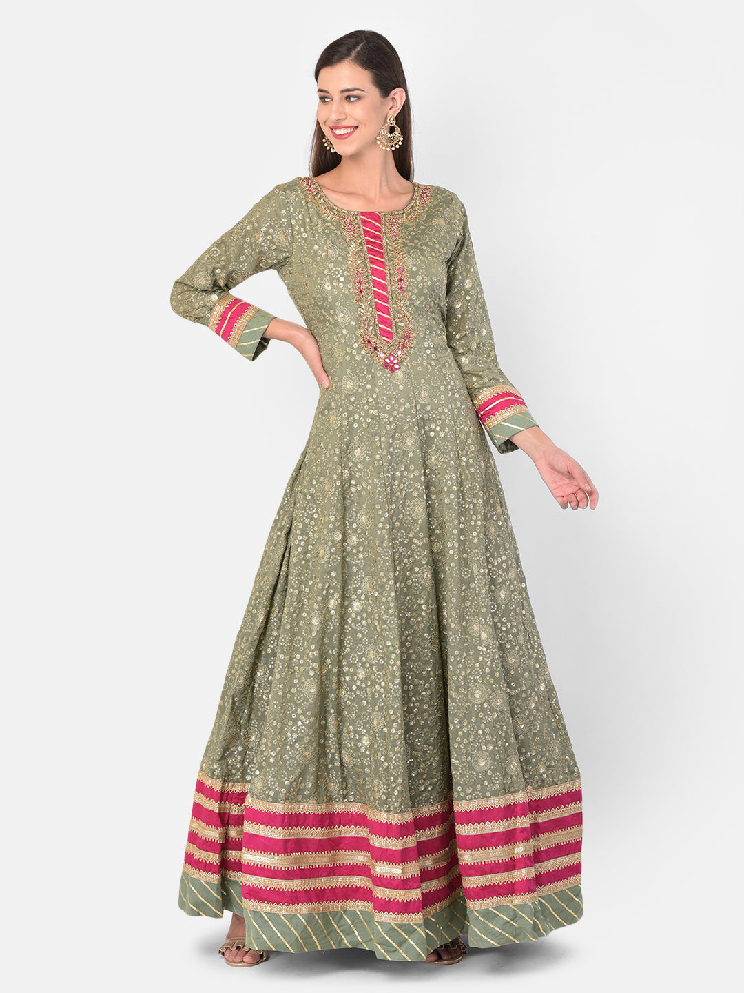 Neeru's Green Color Georgette Fabric Gown