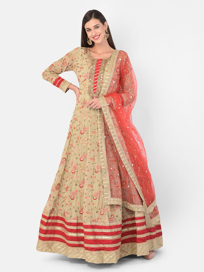 Neeru's Peach Color Georgette Fabric Gown