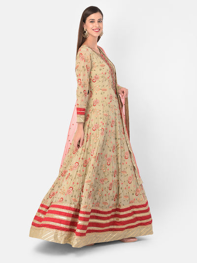 Neeru's Peach Color Georgette Fabric Gown