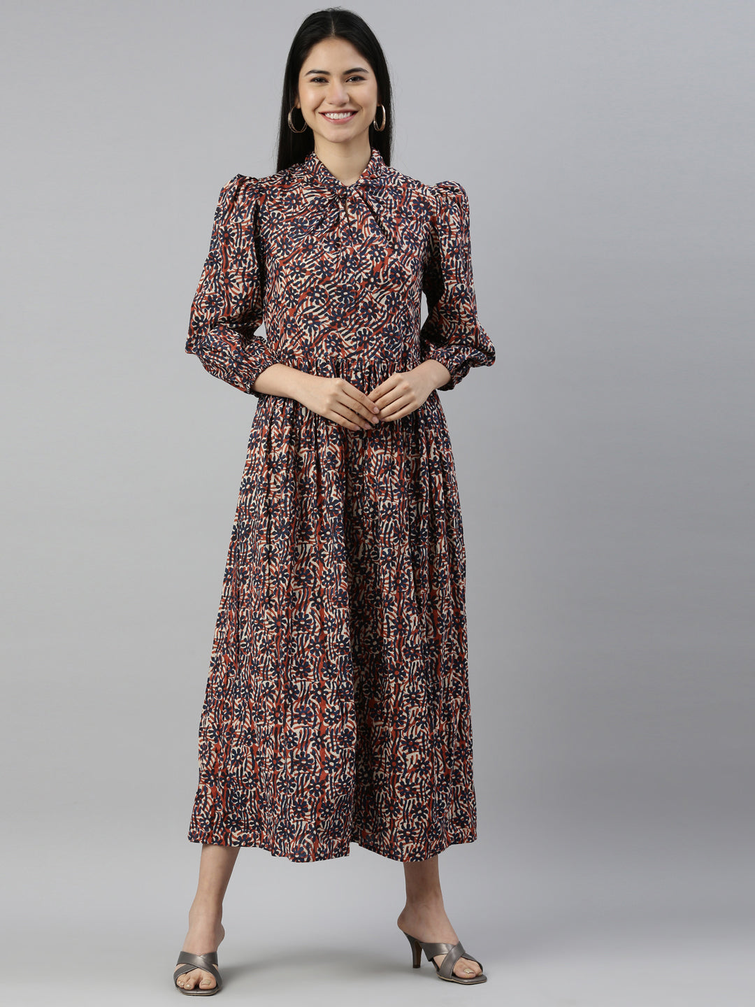 Neeru's Printed Color Cotton Fabric Maxi Dress