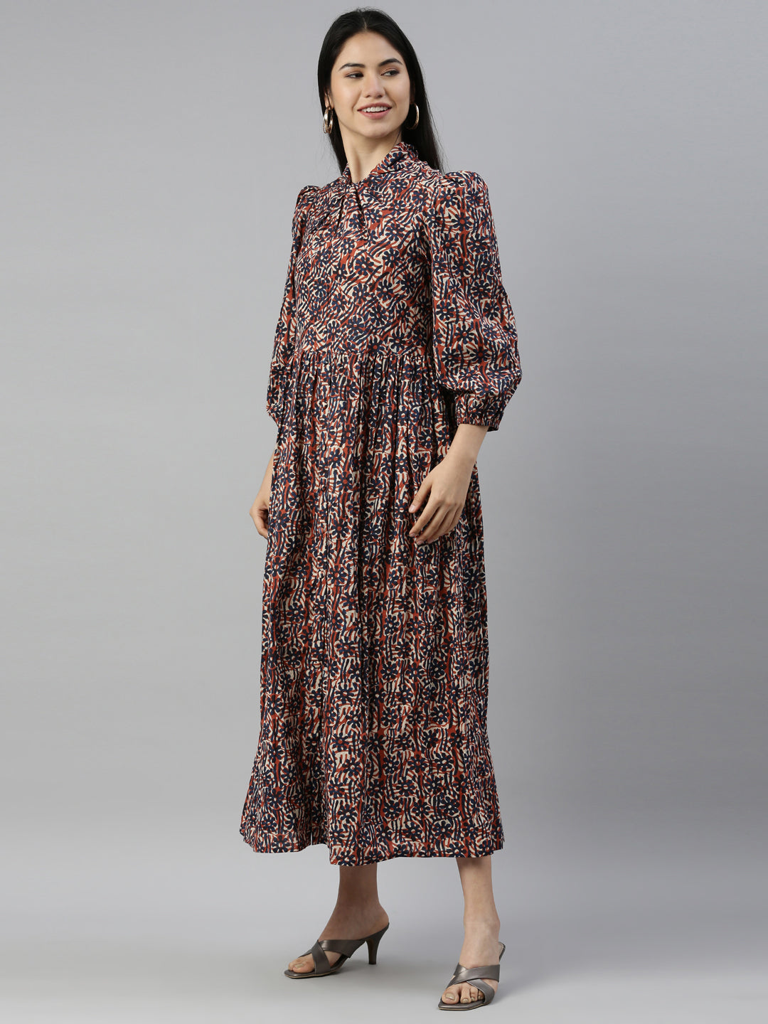 Neeru's Printed Color Cotton Fabric Maxi Dress