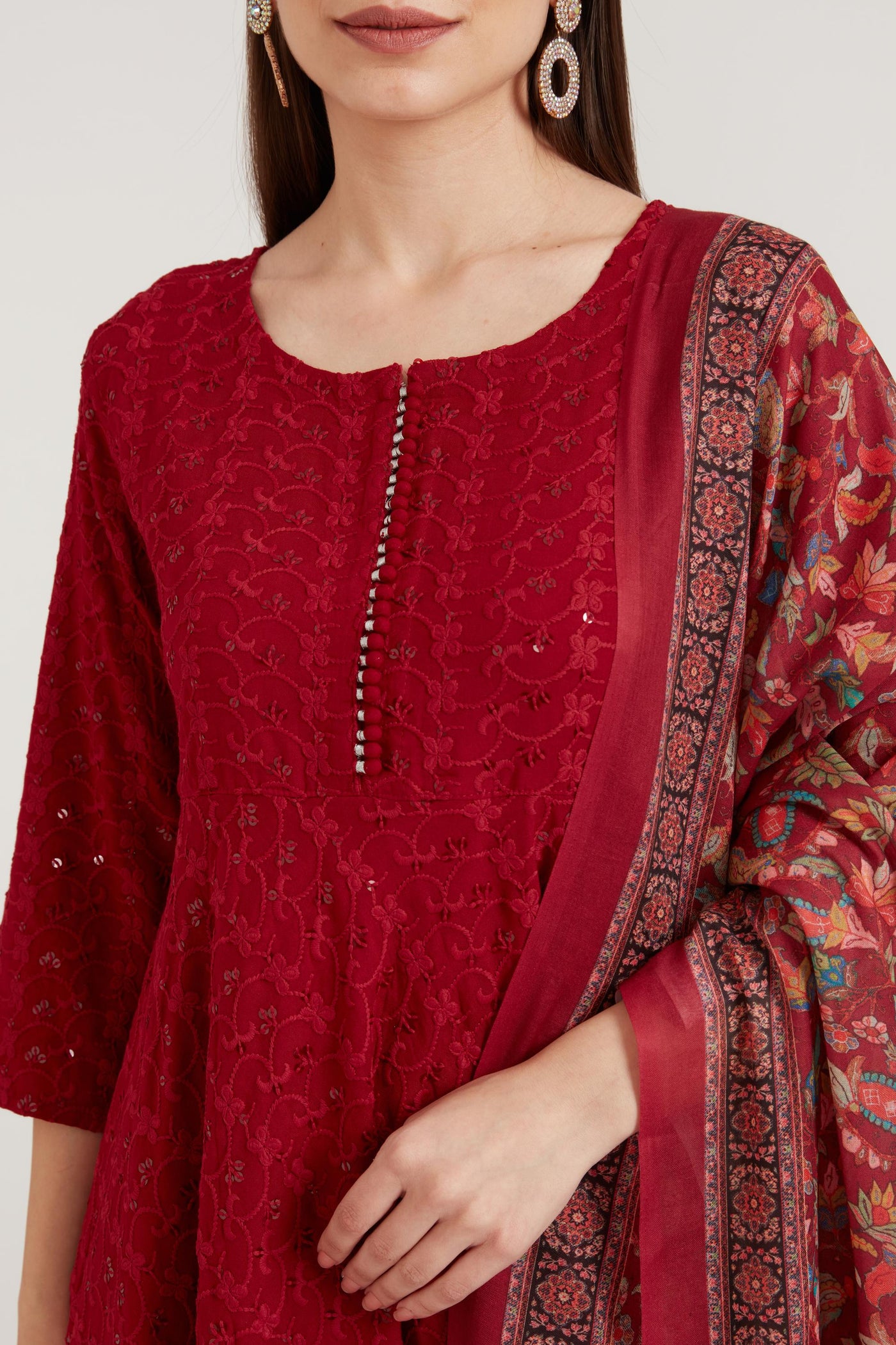 Neeru's Maroon Color Georgette Fabric Suit Set